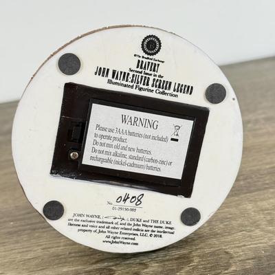 LOT 29L: Bradford Exchange John Wayne: Silver Screen Legend Illuminated Figurines - 2018 "Bravery" No. 0408, 2023...