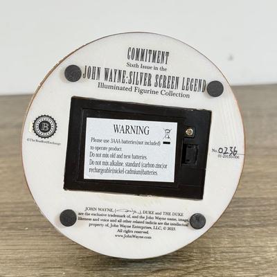 LOT 29L: Bradford Exchange John Wayne: Silver Screen Legend Illuminated Figurines - 2018 "Bravery" No. 0408, 2023...