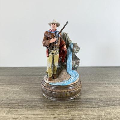 LOT 29L: Bradford Exchange John Wayne: Silver Screen Legend Illuminated Figurines - 2018 "Bravery" No. 0408, 2023...