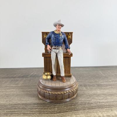 LOT 29L: Bradford Exchange John Wayne: Silver Screen Legend Illuminated Figurines - 2018 "Bravery" No. 0408, 2023...