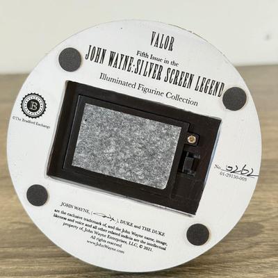 LOT 29L: Bradford Exchange John Wayne: Silver Screen Legend Illuminated Figurines - 2018 "Bravery" No. 0408, 2023...