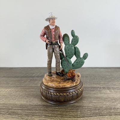 LOT 29L: Bradford Exchange John Wayne: Silver Screen Legend Illuminated Figurines - 2018 "Bravery" No. 0408, 2023...