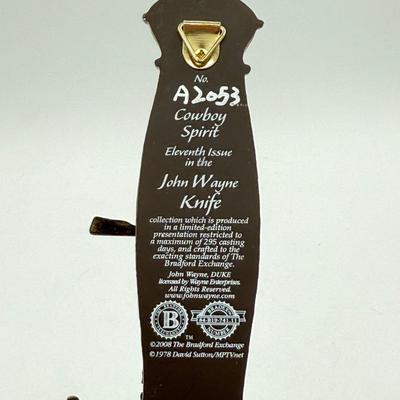LOT 30L: Bradford Exchange John Wayne Knife Collection - 2006 "An American Legend" G1021, 2007 "Western Legend" A7795...