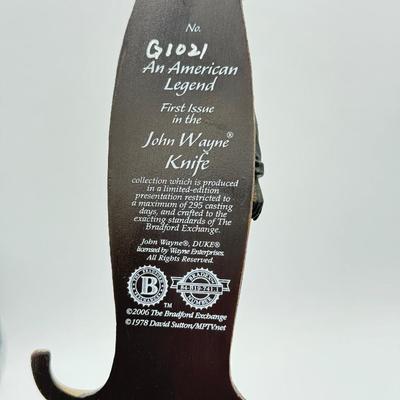 LOT 30L: Bradford Exchange John Wayne Knife Collection - 2006 "An American Legend" G1021, 2007 "Western Legend" A7795...