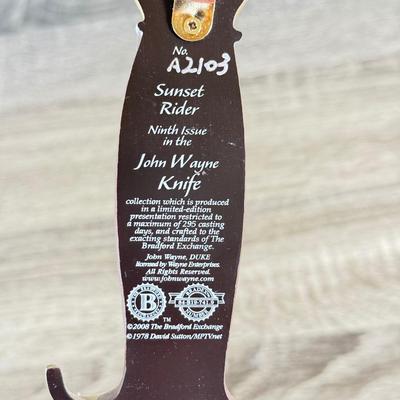 LOT 31L: 2008 Bradford Exchange John Wayne Knife Collection - "True Courage" A2340, "True American" A1872 &...