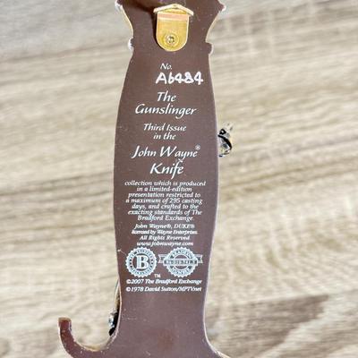 LOT 31L: 2008 Bradford Exchange John Wayne Knife Collection - "True Courage" A2340, "True American" A1872 &...