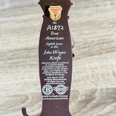 LOT 31L: 2008 Bradford Exchange John Wayne Knife Collection - "True Courage" A2340, "True American" A1872 &...