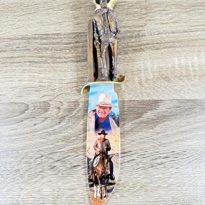 LOT 31L: 2008 Bradford Exchange John Wayne Knife Collection - "True Courage" A2340, "True American" A1872 &...