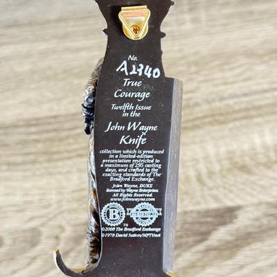 LOT 31L: 2008 Bradford Exchange John Wayne Knife Collection - "True Courage" A2340, "True American" A1872 &...