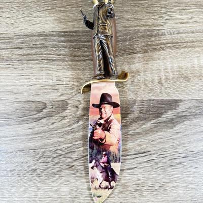 LOT 31L: 2008 Bradford Exchange John Wayne Knife Collection - "True Courage" A2340, "True American" A1872 &...