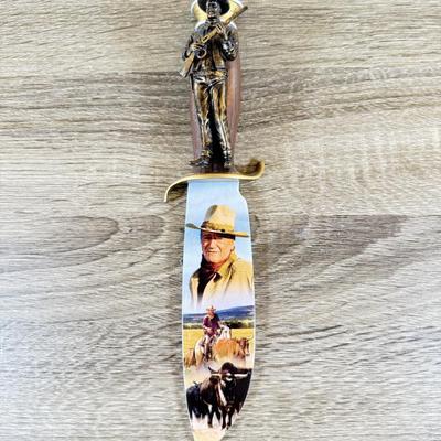 LOT 31L: 2008 Bradford Exchange John Wayne Knife Collection - "True Courage" A2340, "True American" A1872 &...