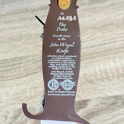 LOT 32L: Bradford Exchange John Wayne Knife Collection - 2007 "On the Range" A2649, 2007 "The Duke" A4585, 2007...