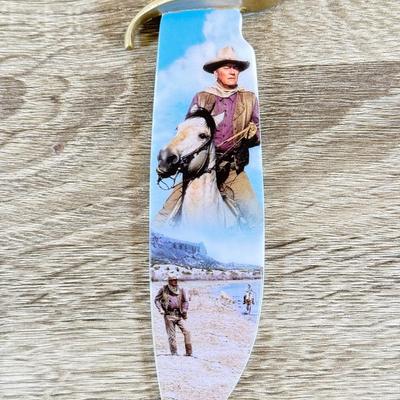 LOT 32L: Bradford Exchange John Wayne Knife Collection - 2007 "On the Range" A2649, 2007 "The Duke" A4585, 2007...