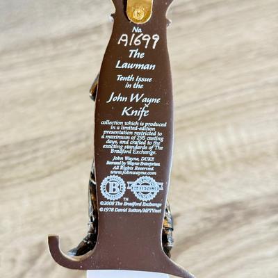 LOT 32L: Bradford Exchange John Wayne Knife Collection - 2007 "On the Range" A2649, 2007 "The Duke" A4585, 2007...