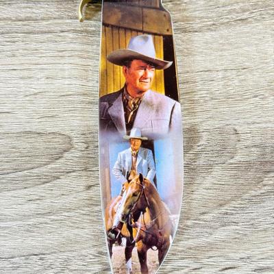 LOT 32L: Bradford Exchange John Wayne Knife Collection - 2007 "On the Range" A2649, 2007 "The Duke" A4585, 2007...