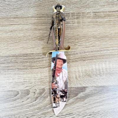 LOT 32L: Bradford Exchange John Wayne Knife Collection - 2007 "On the Range" A2649, 2007 "The Duke" A4585, 2007...