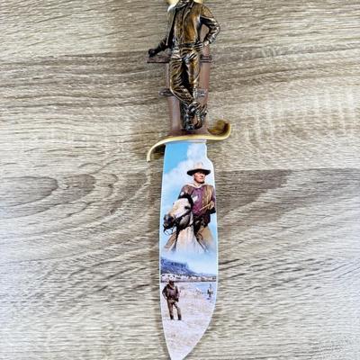 LOT 32L: Bradford Exchange John Wayne Knife Collection - 2007 "On the Range" A2649, 2007 "The Duke" A4585, 2007...