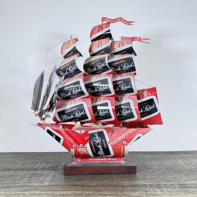LOT 33L: Black Label Beer Can Ship Sculpture