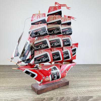 LOT 33L: Black Label Beer Can Ship Sculpture