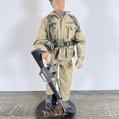 LOT 37L: Sideshow Collectibles 12" John Wayne Military Action Figures