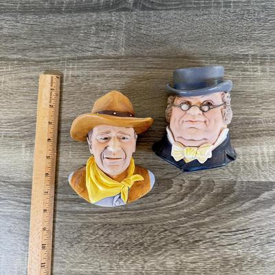 LOT 38L: Vintage Legend Products England Chalkware Bossun Heads - Westerner & Mr. Pickwick