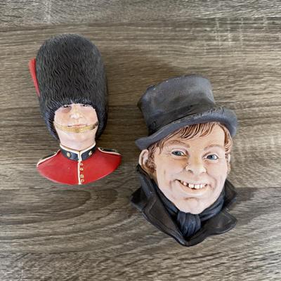 LOT 39L: Vintage Legend Products England Chalkware Bossun Heads - Guardsman & Artful Dodger