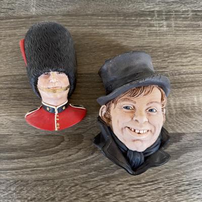 LOT 39L: Vintage Legend Products England Chalkware Bossun Heads - Guardsman & Artful Dodger