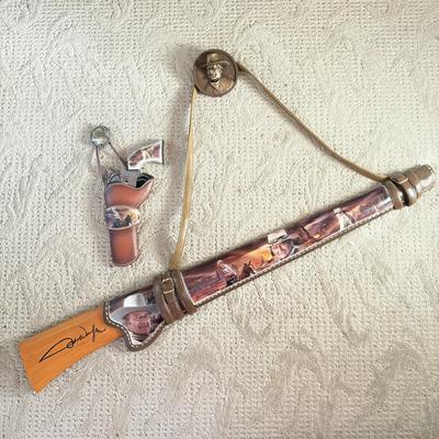 LOT 41L: 2007 Bradford Exchange John Wayne Rifle "An American Legend" A4158 & 2009 Straight Shooter Collection...