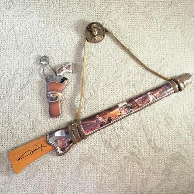 LOT 41L: 2007 Bradford Exchange John Wayne Rifle "An American Legend" A4158 & 2009 Straight Shooter Collection...