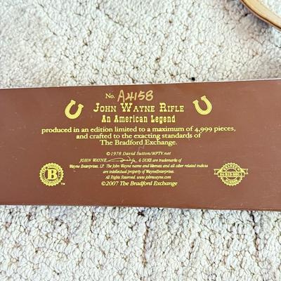 LOT 41L: 2007 Bradford Exchange John Wayne Rifle "An American Legend" A4158 & 2009 Straight Shooter Collection...