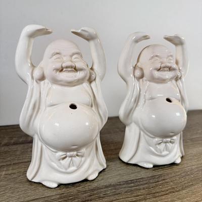 LOT 44L: Pair of Benihana of Tokyo Happy Buddha Porcelain Tiki Mugs