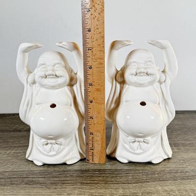LOT 44L: Pair of Benihana of Tokyo Happy Buddha Porcelain Tiki Mugs