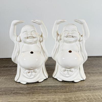 LOT 44L: Pair of Benihana of Tokyo Happy Buddha Porcelain Tiki Mugs