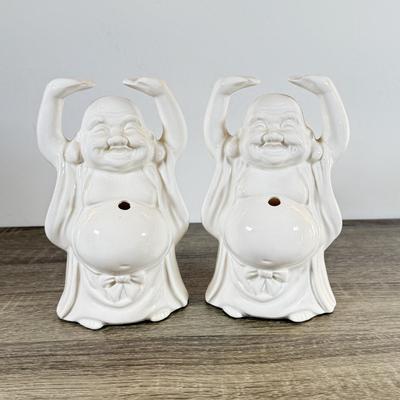 LOT 44L: Pair of Benihana of Tokyo Happy Buddha Porcelain Tiki Mugs
