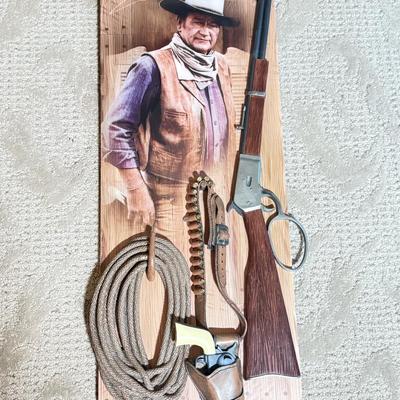 LOT 46L: 2013 Bradford Exchange "True Grit" Commemorative Rifle A0011, 2019 John Wayne: Western Icon Masterpiece Wall Decor...