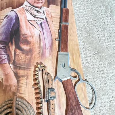 LOT 46L: 2013 Bradford Exchange "True Grit" Commemorative Rifle A0011, 2019 John Wayne: Western Icon Masterpiece Wall Decor...