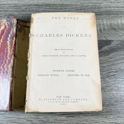 LOT 48L: Antique, Vintage & Modern Charles Dickens Books - 1868 Volume of The Works of Charles Dickens incl. Pickwick Papers, Barnaby...