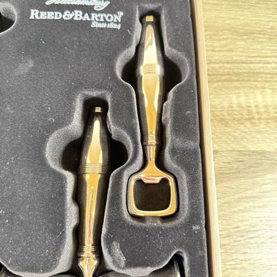 LOT 50L: Reed & Barton Williamsburg Silver Plate Bar Tool Set w/ Box