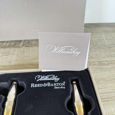 LOT 50L: Reed & Barton Williamsburg Silver Plate Bar Tool Set w/ Box