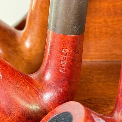 LOT 51M: Pipe Rack made in Italy, Boddingtons Bitter Ashtray w/ Collection of Pipes - Dr. Grabow, Italy, Angelo, Czech & More