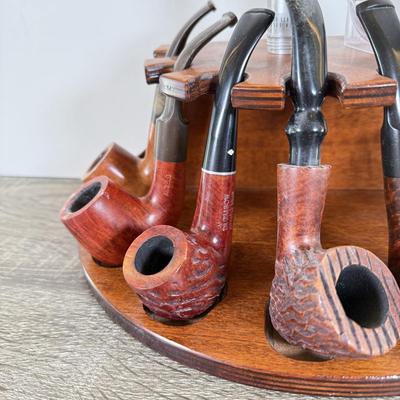 LOT 51M: Pipe Rack made in Italy, Boddingtons Bitter Ashtray w/ Collection of Pipes - Dr. Grabow, Italy, Angelo, Czech & More
