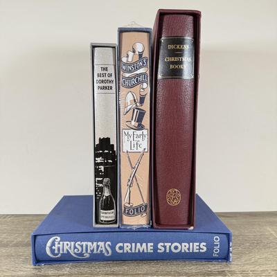 LOT 52M: Folio Society Books - 2007 Christmas Books by Charles Dickens, NIP My Early Life by Winston S Churchill, 2004 Folio Book of...