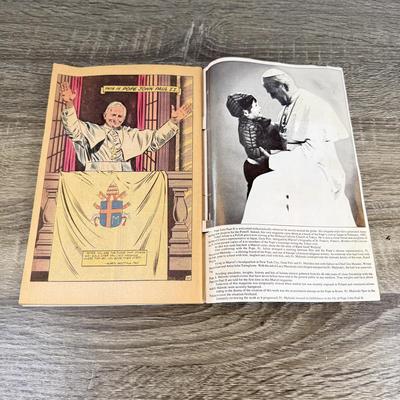 LOT 60M: 1982 Marvel Comics The Life of Pope John Paul II w/ Collection of Books on Historical & Modern Popes and the Vatican
