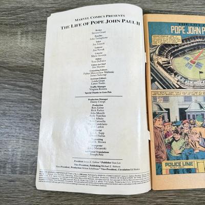 LOT 60M: 1982 Marvel Comics The Life of Pope John Paul II w/ Collection of Books on Historical & Modern Popes and the Vatican
