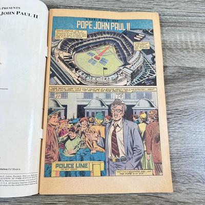 LOT 60M: 1982 Marvel Comics The Life of Pope John Paul II w/ Collection of Books on Historical & Modern Popes and the Vatican