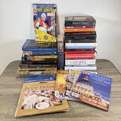 LOT 60M: 1982 Marvel Comics The Life of Pope John Paul II w/ Collection of Books on Historical & Modern Popes and the Vatican