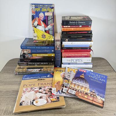 LOT 60M: 1982 Marvel Comics The Life of Pope John Paul II w/ Collection of Books on Historical & Modern Popes and the Vatican