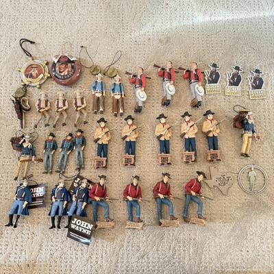 LOT 63M: Large Collection of John Wayne Christmas Tree Ornaments - 2011 Bradford Exchange Legend of John Wayne Ornament Collection...