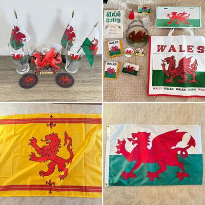 LOT 66M: Wales Flags & Memorabilia Collection incl. 2002 Crosa Welsh Dragon Statue