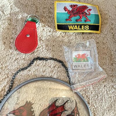 LOT 66M: Wales Flags & Memorabilia Collection incl. 2002 Crosa Welsh Dragon Statue